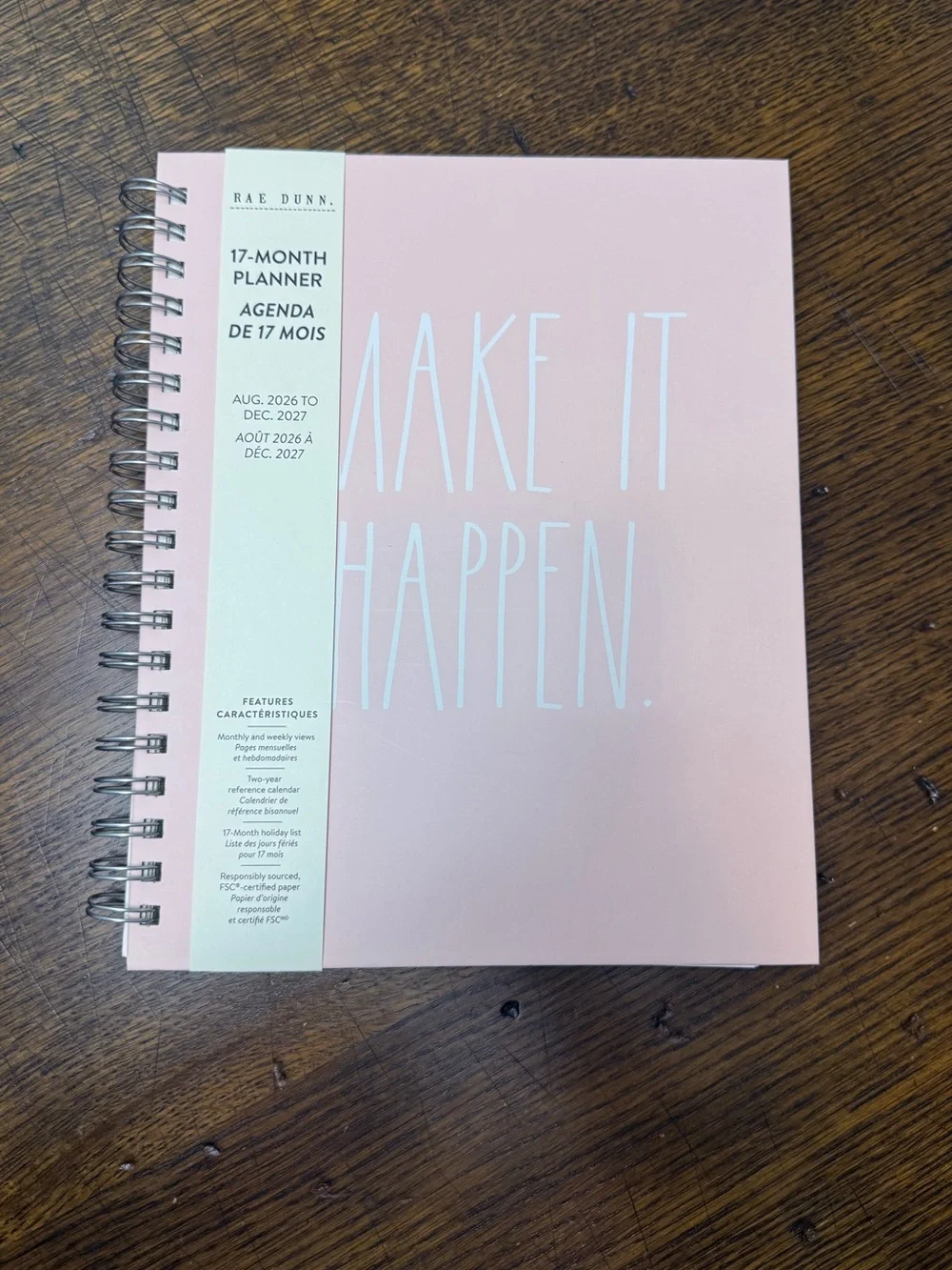 Rae Dunn '2027' Pink & White Planner | 17-months | Brand NEW